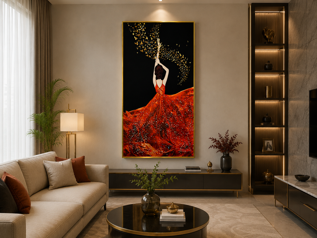 ScarletMuse | Crystal Butterfly Elegance Wall Art (100 × 50 cm)
