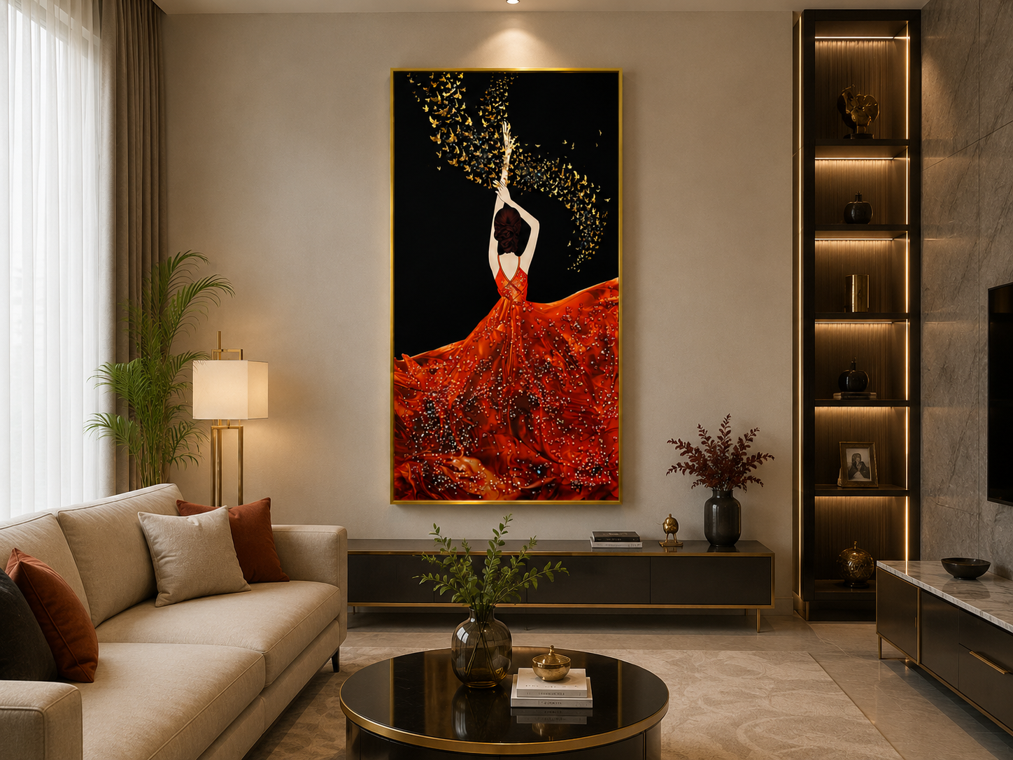 ScarletMuse | Crystal Butterfly Elegance Wall Art (100 × 50 cm)