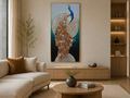 RegalPlume| Crystal Peacock Wall Art, Size: 100 × 50 cm