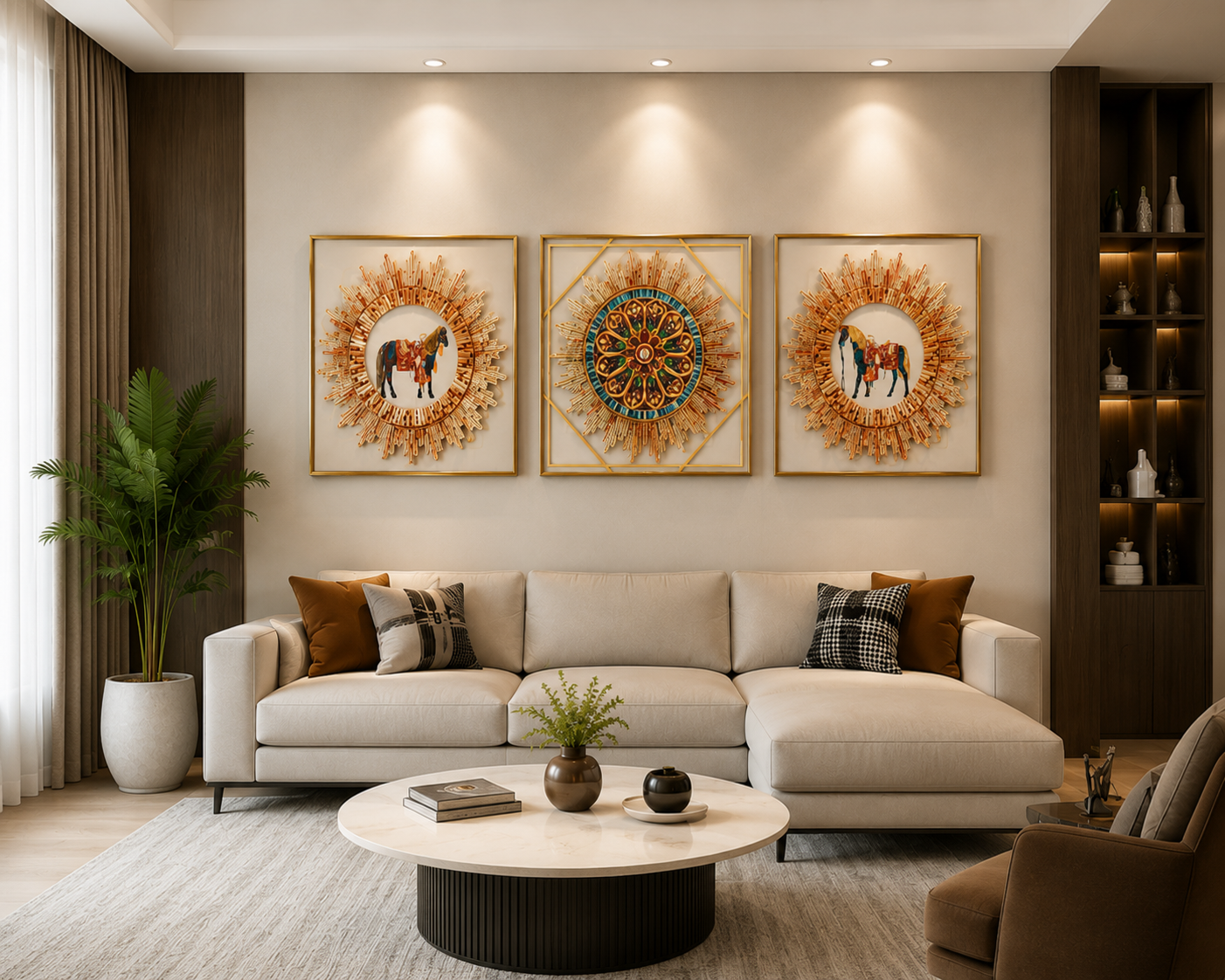 Radiant Heritage | 3-Piece Sunburst Wall Art Set | 45*45 cm