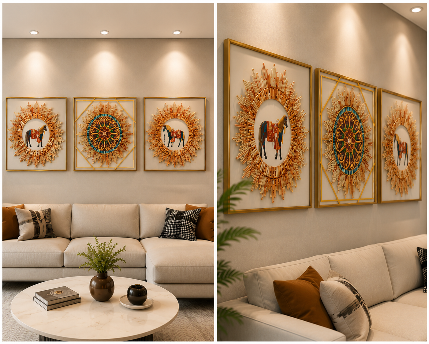 Radiant Heritage | 3-Piece Sunburst Wall Art Set | 45*45 cm