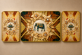 Aurora Heritage | 3- Piece Jeweled Elephant Wall Art Set | 3 Pieces- 60*40 cm main, 40*20 cm side frame