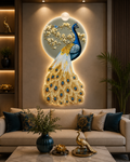 Celestial Peacock | Luxury Floral Peacock Wall Art | 50 × 117 cm