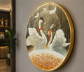 Royal Swan Harmony™ | Luxury Crystal Round Wall Art